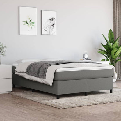 Dark Grey Double Box Spring Bed with Mattress Fabric Pocket Spring Support