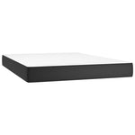 Black Double Box Spring Bed with Pocket Spring Faux Leather Mattress