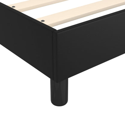Black Double Box Spring Bed with Pocket Spring Faux Leather Mattress 