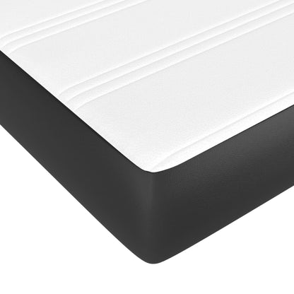 Black Double Box Spring Bed with Pocket Spring Faux Leather Mattress 