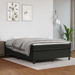 Black Double Box Spring Bed with Pocket Spring Faux Leather Mattress