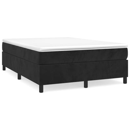 Black Full Box Spring Bed with Velvet Pocket Spring Mattress and Topper