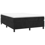 Black Full Box Spring Bed with Velvet Pocket Spring Mattress and Topper