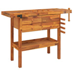 Solid Acacia Wood Workbench Drawers Vices | HomeAndLiving