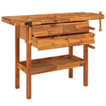 Solid Acacia Wood Workbench Drawers Vices | HomeAndLiving