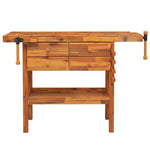 Solid Acacia Wood Workbench Drawers Vices | HomeAndLiving