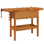 Solid Acacia Wood Workbench Drawers Vices | HomeAndLiving
