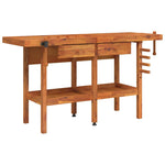 Solid Acacia Wood Workbench Drawers Vices | HomeAndLiving