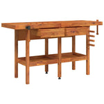 Solid Acacia Wood Workbench Drawers Vices | HomeAndLiving