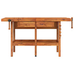 Solid Acacia Wood Workbench Drawers Vices | HomeAndLiving