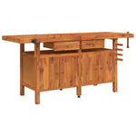 Acacia Wood Workbench Drawers Vices Storage | HomeAndLiving