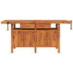 Acacia Wood Workbench Drawers Vices Storage | HomeAndLiving