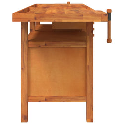 Acacia Wood Workbench Drawers Vices Storage | HomeAndLiving