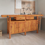 Acacia Wood Workbench Drawers Vices Storage | HomeAndLiving