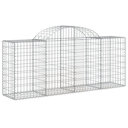 Graceful Arch Gabion Baskets: Pair of Galvanized Iron Garden Sculptures