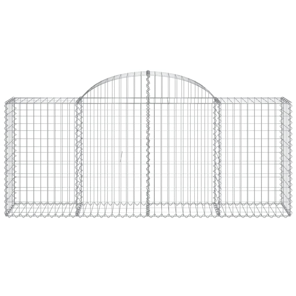 Graceful Arch Gabion Baskets: Pair of Galvanized Iron Garden Sculptures