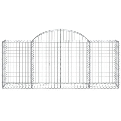 Graceful Arch Gabion Baskets: Pair of Galvanized Iron Garden Sculptures