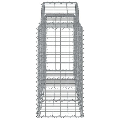 Graceful Arch Gabion Baskets: Pair of Galvanized Iron Garden Sculptures