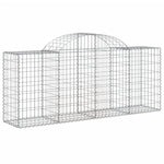 Elegant Trio of Arched Gabion Baskets: Galvanized Iron Garden Sculptures