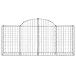 Elegant Trio of Arched Gabion Baskets: Galvanized Iron Garden Sculptures