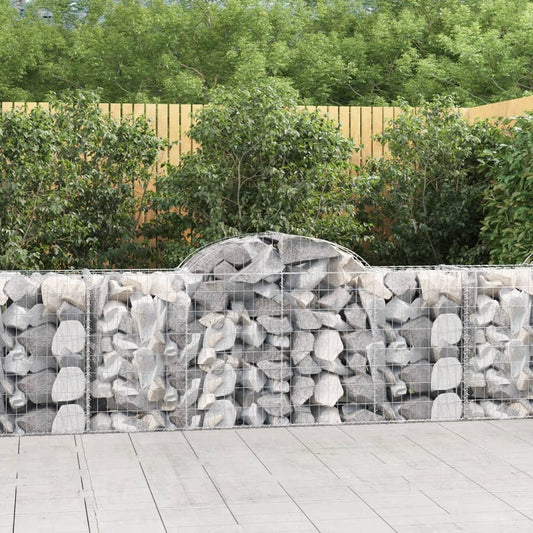 Elegant Trio of Arched Gabion Baskets: Galvanized Iron Garden Sculptures