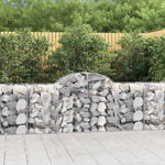 Elegant Trio of Arched Gabion Baskets: Galvanized Iron Garden Sculptures