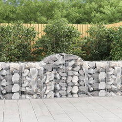 Elegant Trio of Arched Gabion Baskets: Galvanized Iron Garden Sculptures