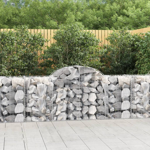 Symphony of Style: Set of 4 Arched Gabion Baskets in Galvanized Iron
