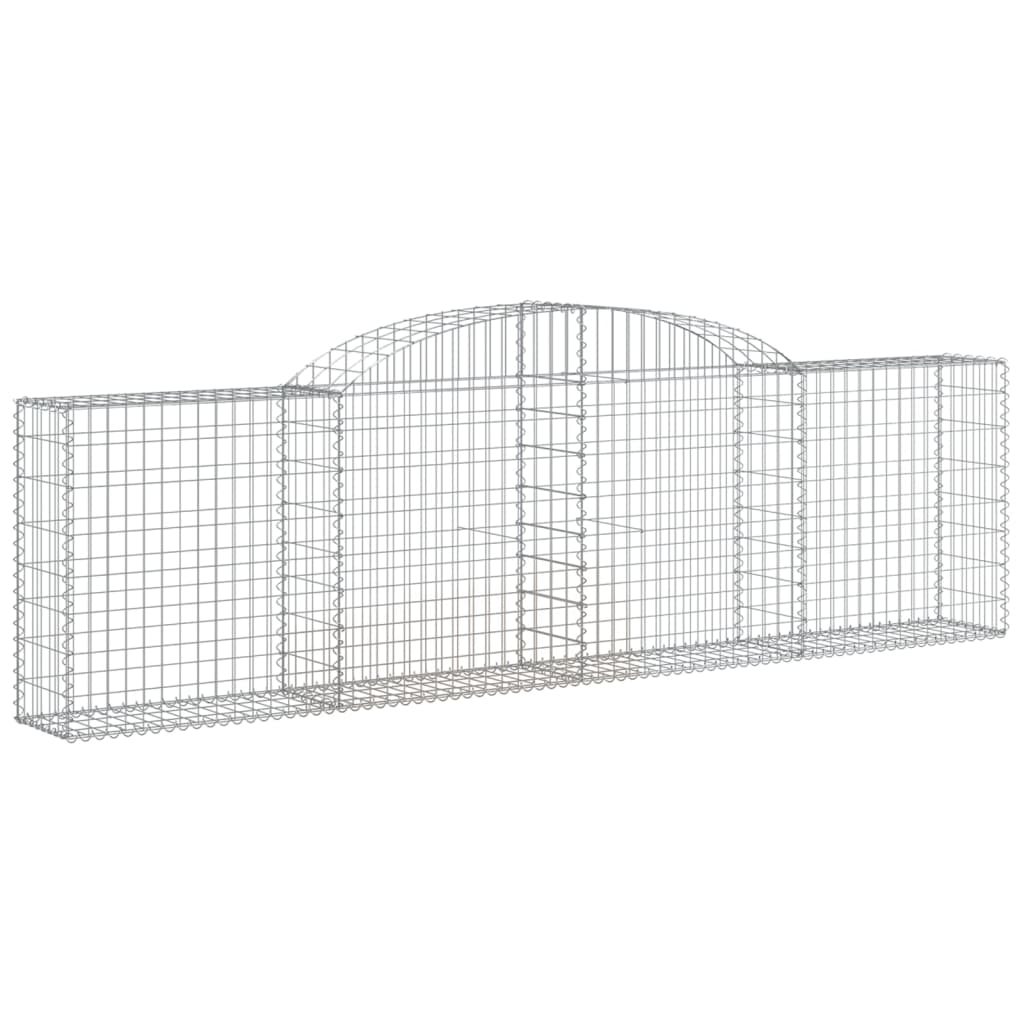 Graceful Arcs: Pair of Galvanized Iron Arched Gabion Baskets