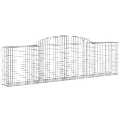 Graceful Arcs: Pair of Galvanized Iron Arched Gabion Baskets
