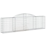 Graceful Arcs: Pair of Galvanized Iron Arched Gabion Baskets