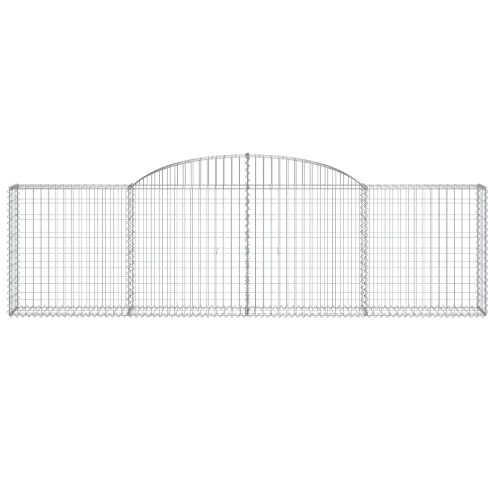 Graceful Arcs: Pair of Galvanized Iron Arched Gabion Baskets