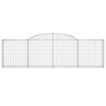 Graceful Arcs: Pair of Galvanized Iron Arched Gabion Baskets
