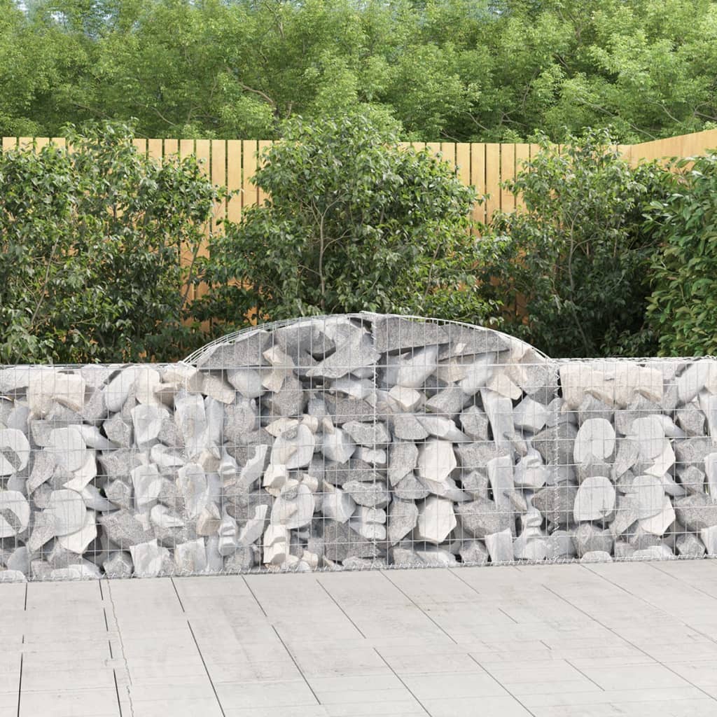 Graceful Arcs: Pair of Galvanized Iron Arched Gabion Baskets