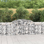 Graceful Arcs: Pair of Galvanized Iron Arched Gabion Baskets