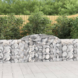 Graceful Arcs: Pair of Galvanized Iron Arched Gabion Baskets