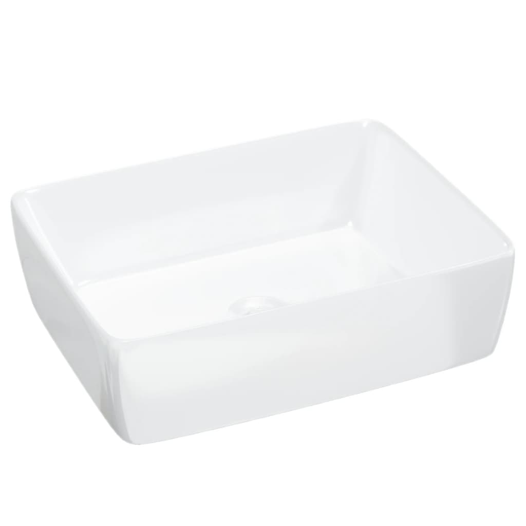Ethereal Elegance: Rectangular White Ceramic Wash Basin