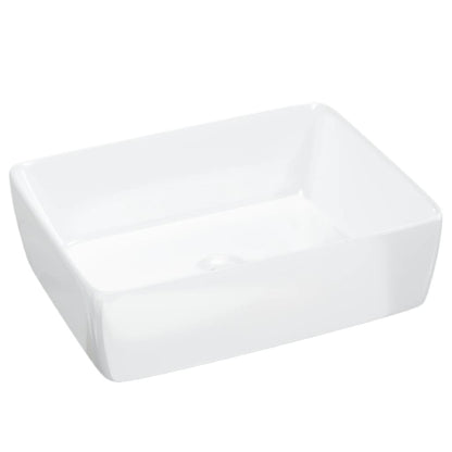 Ethereal Elegance: Rectangular White Ceramic Wash Basin
