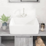 Ethereal Elegance: Rectangular White Ceramic Wash Basin