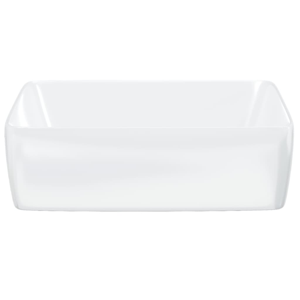 Ethereal Elegance: Rectangular White Ceramic Wash Basin