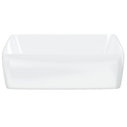 Ethereal Elegance: Rectangular White Ceramic Wash Basin