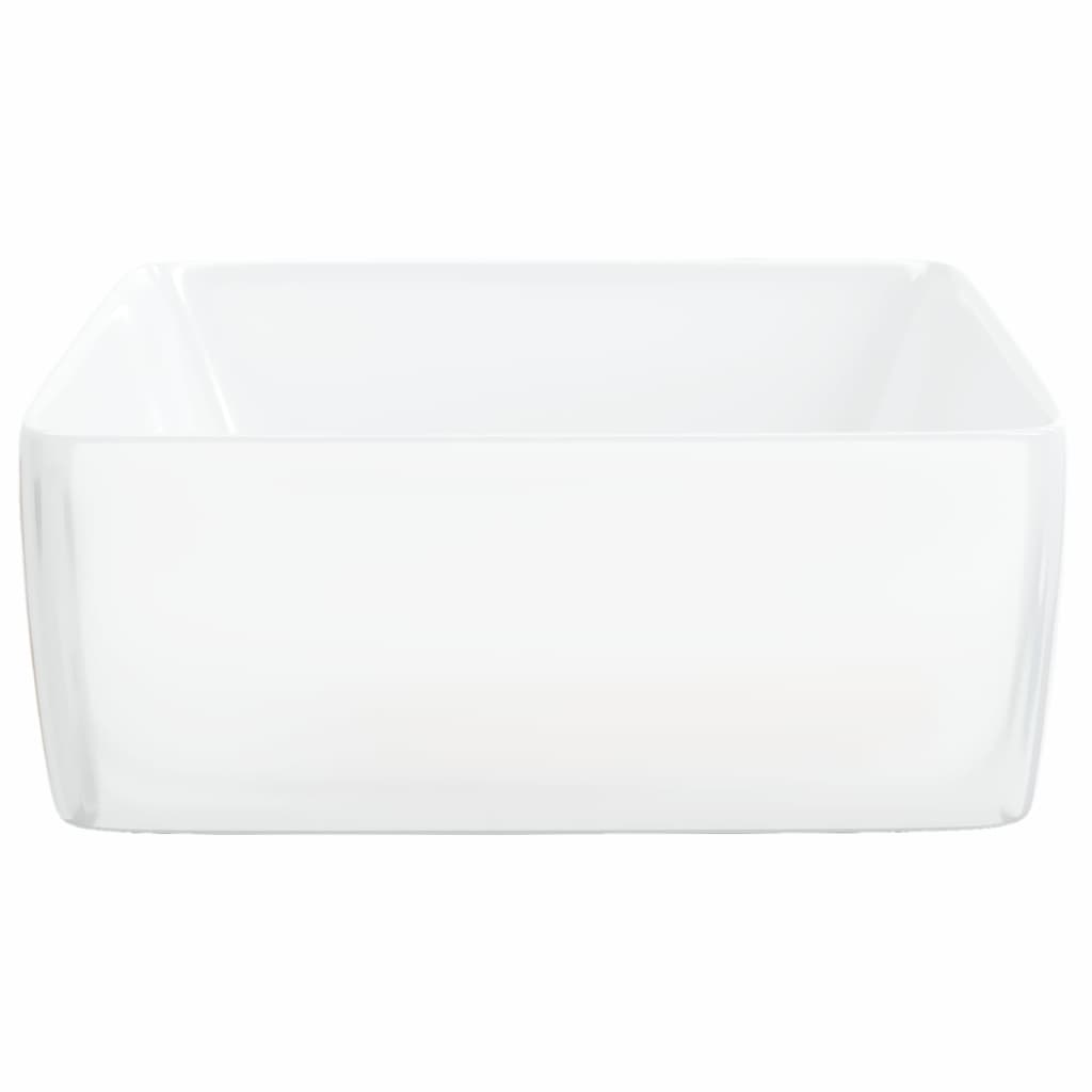 Ethereal Elegance: Rectangular White Ceramic Wash Basin