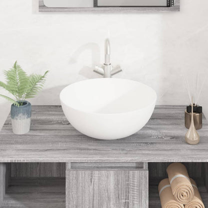 Whimsical Waves: Round White Ceramic Wash Basin