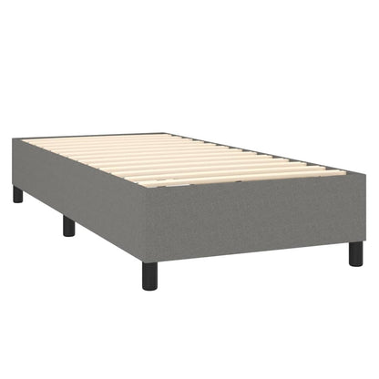 Dark Grey King Single Box Spring Bed with Fabric Mattress Pocket Spring Support