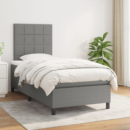 Dark Grey Fabric Box Spring Bed Pocket Spring Mattress King Single with Topper