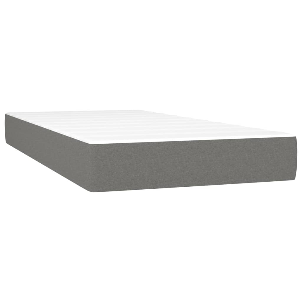 Dark Grey King Single Box Spring Bed with Fabric Pocket Spring Mattress
