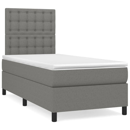 Dark Grey King Single Box Spring Bed with Fabric Mattress Pocket Spring Support