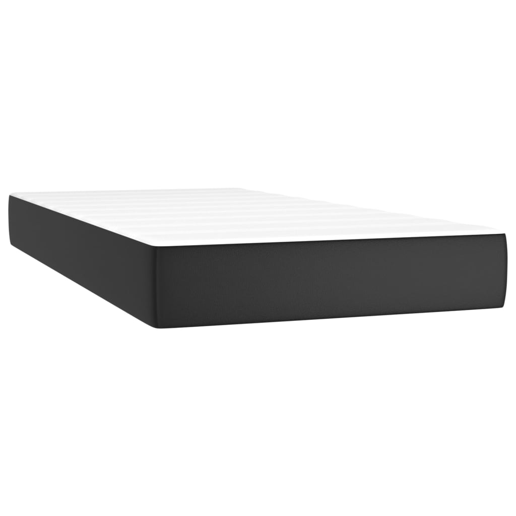 Black King Single Box Spring Bed with Faux Leather Pocket Spring Mattress