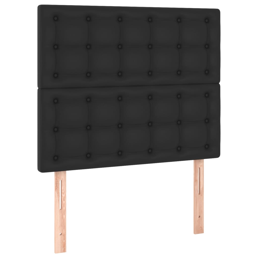 Black King Single Box Spring Bed with Faux Leather Pocket Spring Mattress
