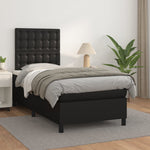 Black King Single Box Spring Bed with Faux Leather Pocket Spring Mattress
